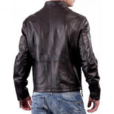 Men's Brown Racer Slim-fit Vintage Sheepskin Leather Jacket